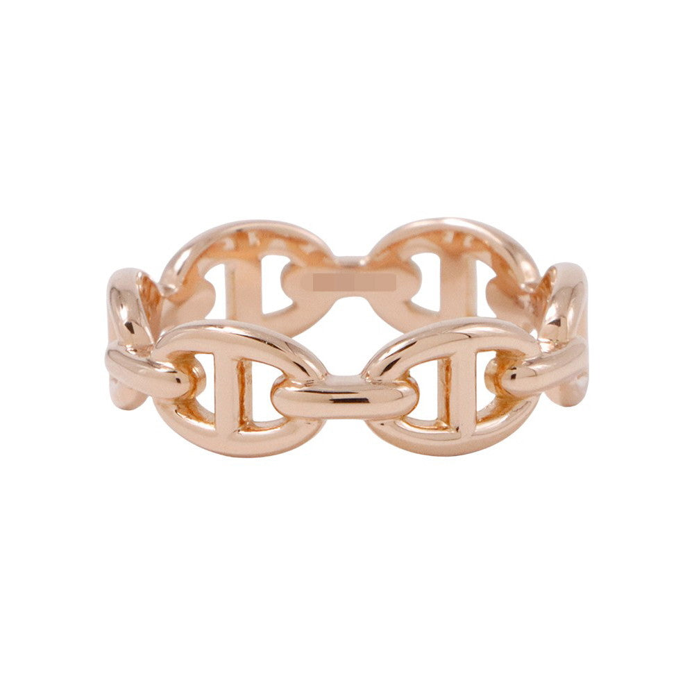 HERMES Chaine d'Ancre Anchene Ring Size PM/53/#13 18K Pink Gold
