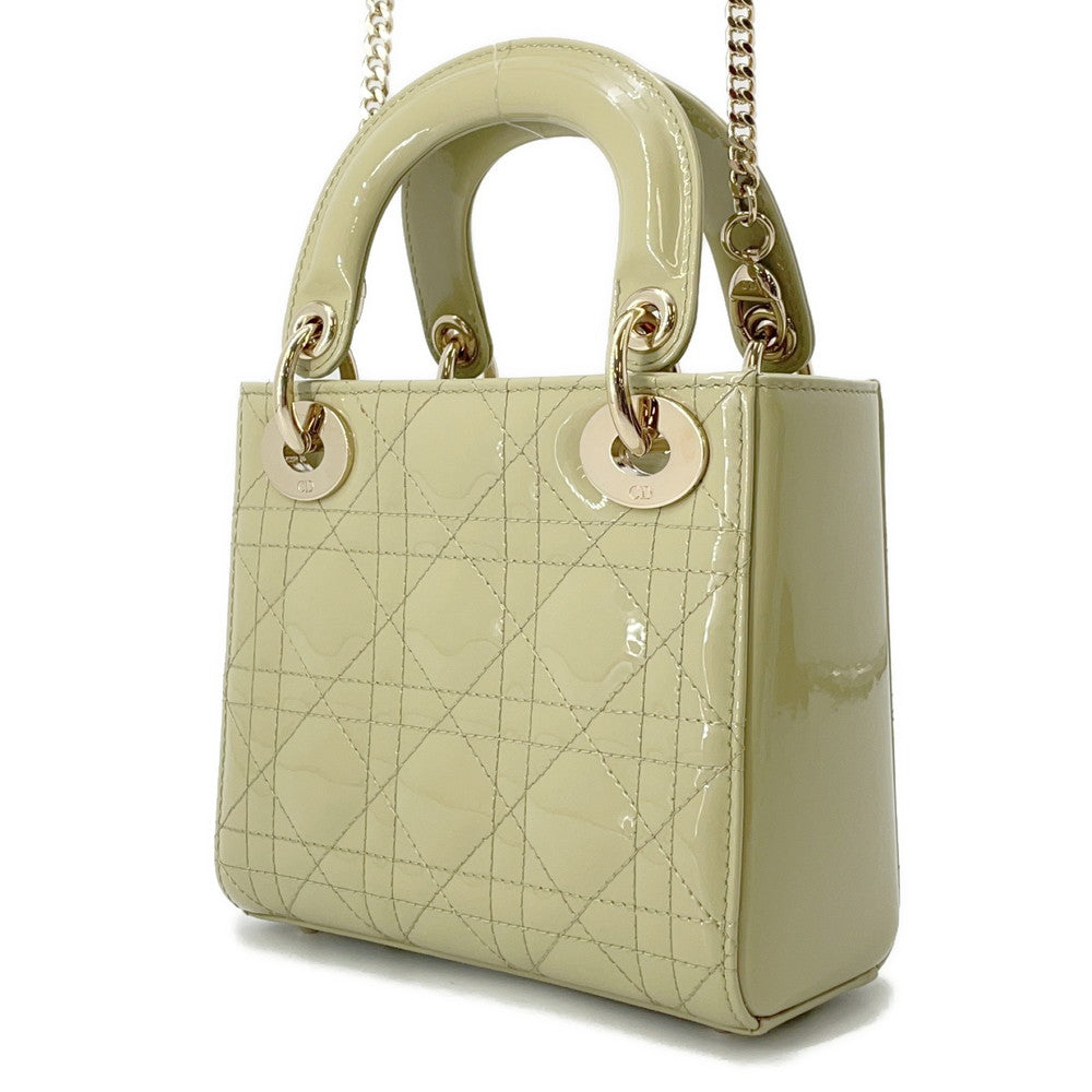 Dior Lady Dior 2WAYHandbag Light Green Patent Leather Size Mini