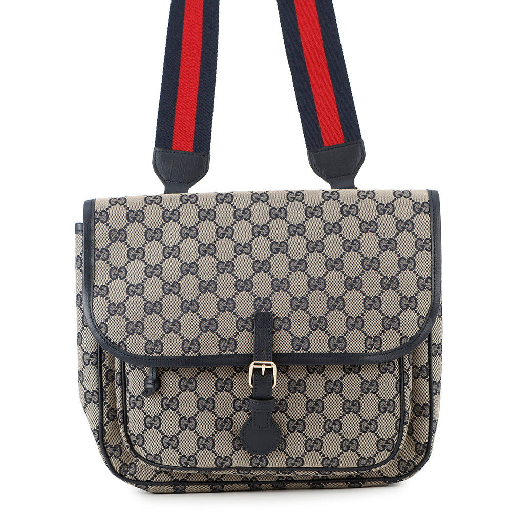 GUCCI GG Canvas Children's Messenger Bag Navy/Beige793823 Canvas Leather