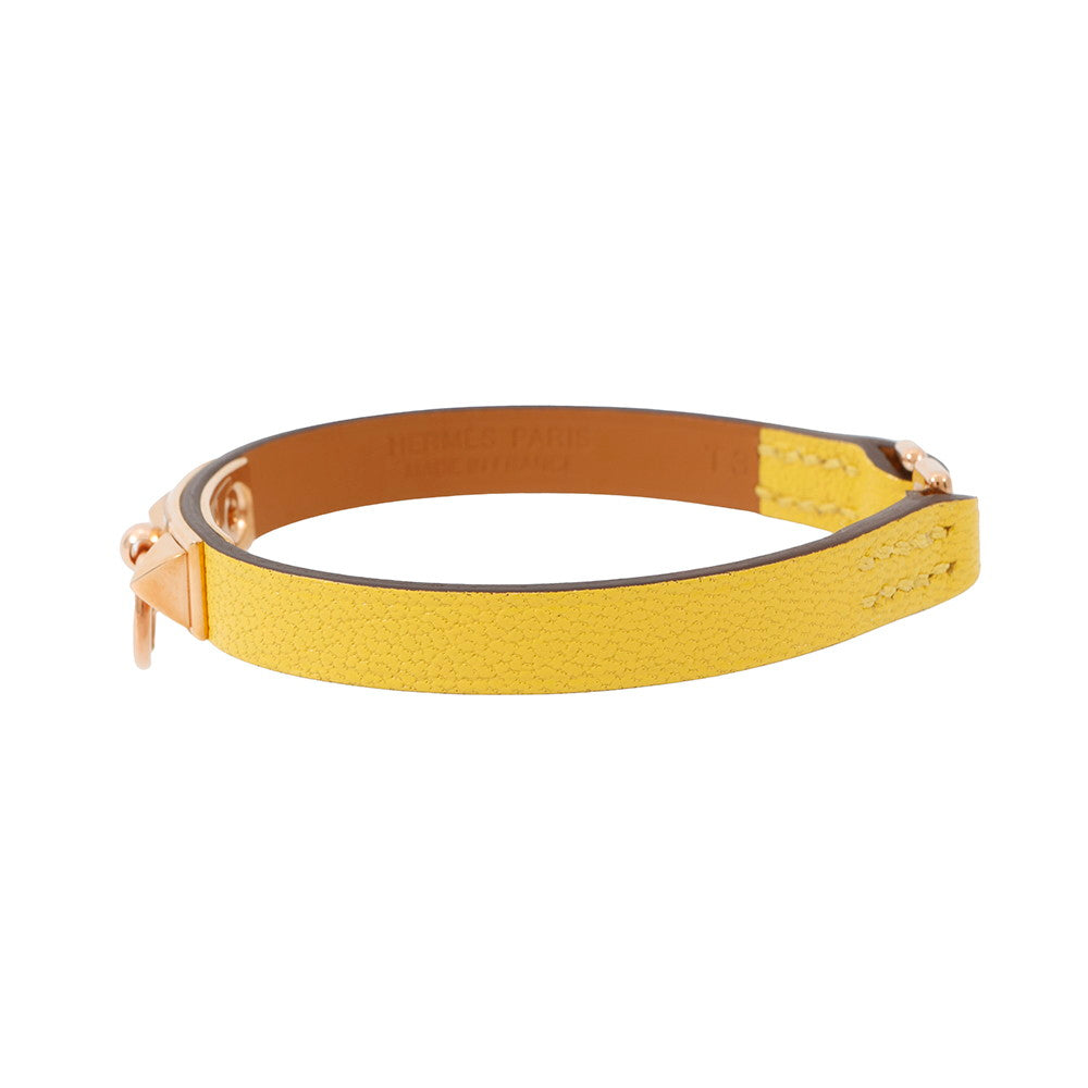 HERMES Rival Mini Bracelet Size T3 Jaune de Naples Swift Leather
