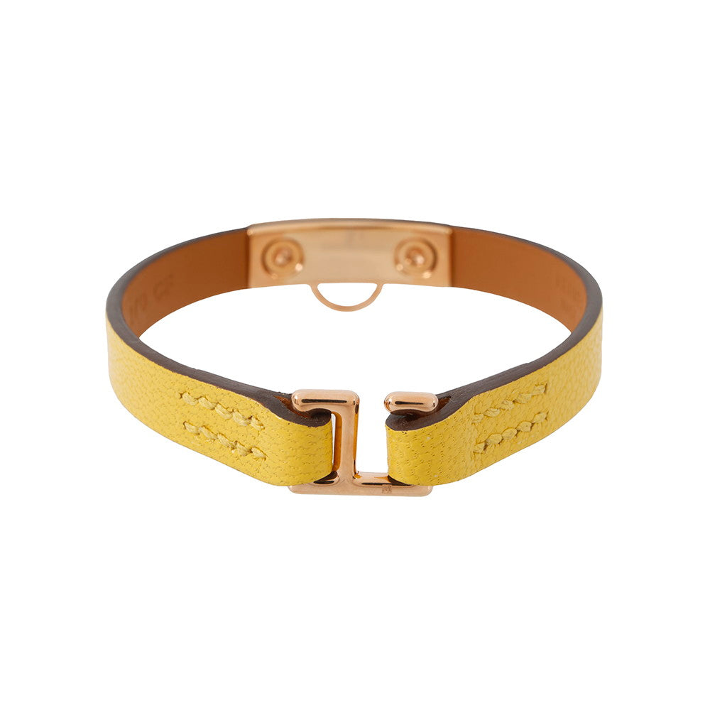 HERMES Rival Mini Bracelet Size T3 Jaune de Naples Swift Leather