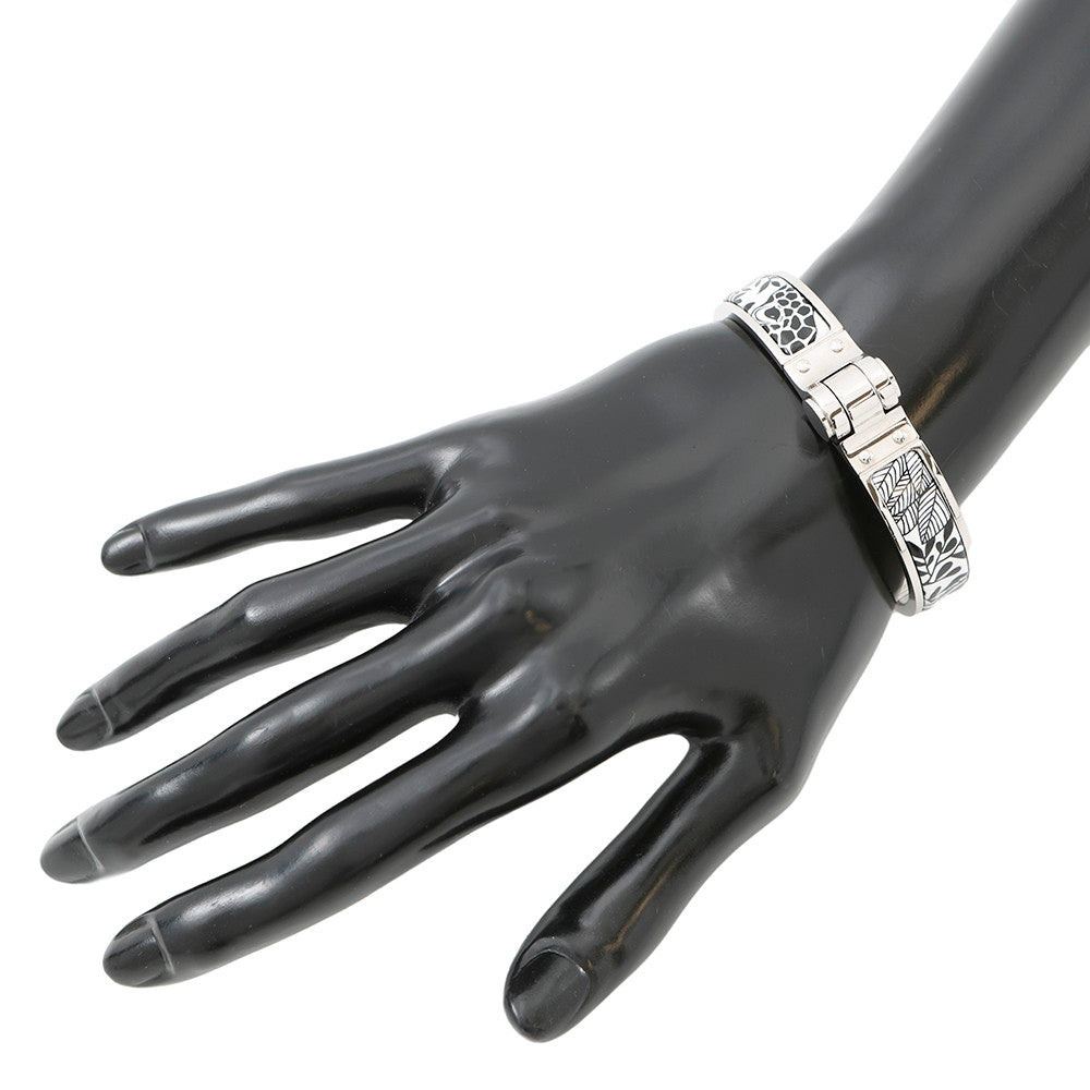 HERMES Charniere Bangle Size PM White/Black Metal