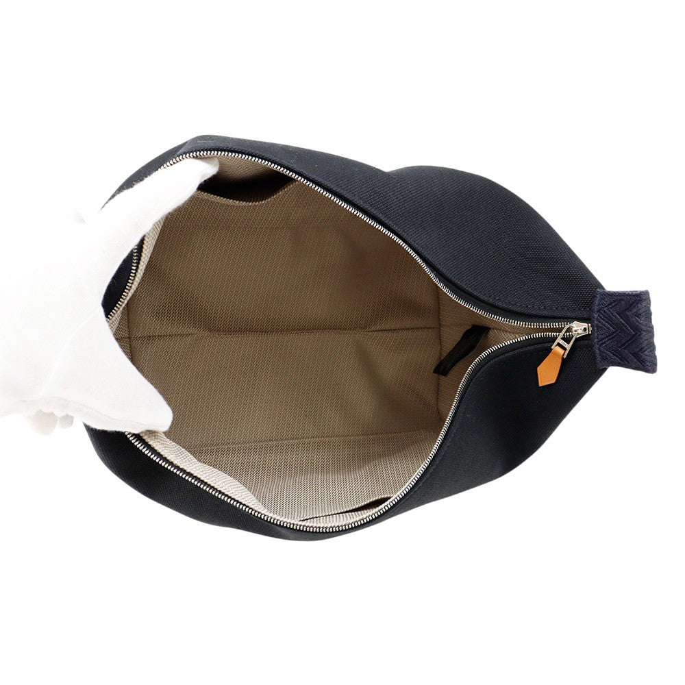 HERMES Brid A Black Zig Zag Black/Navy Canvas Size GM