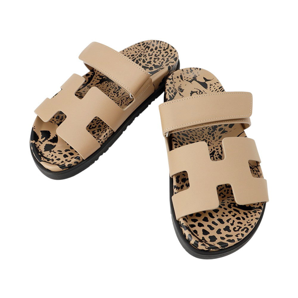 HERMES Sandals "Chypre" Beigeã»Argile242207Z Calf Leather Size 36