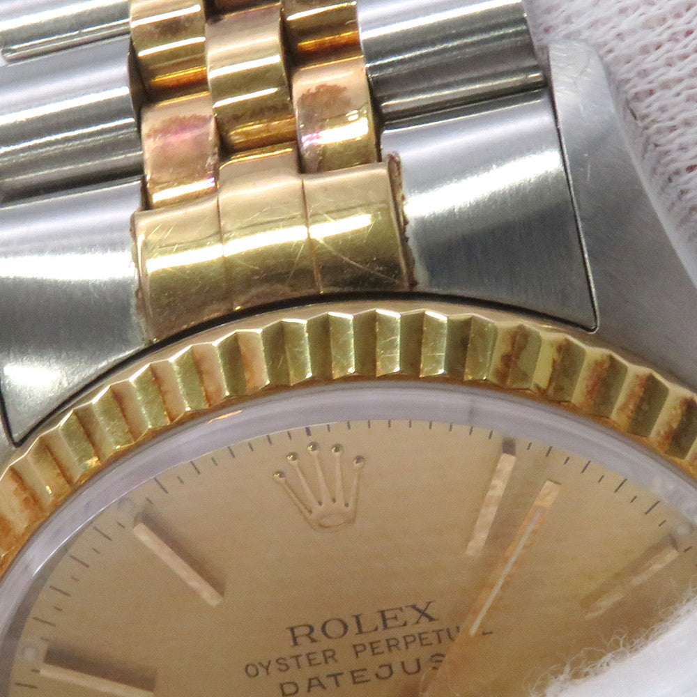 ROLEX Datejust W36mm Stainless Steel K18YG Champagne Dial16233