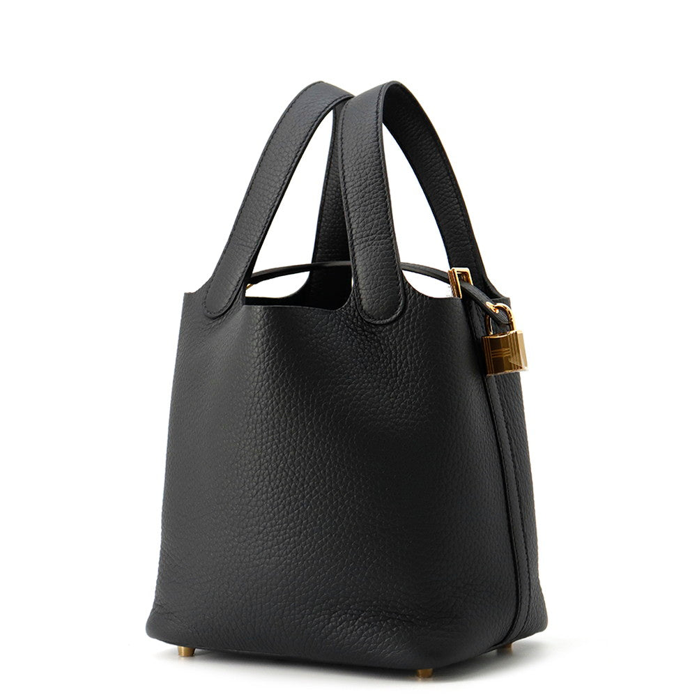 HERMES Picotin Lock Black Taurillon Clemence Size PM