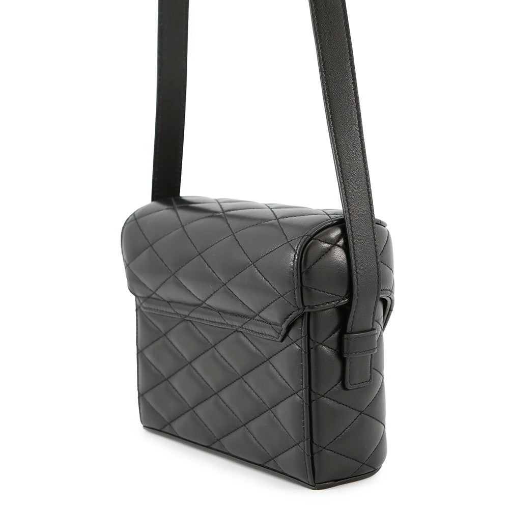 SAINT LAURENT PARIS June Box Shoulder Bag with YSL logo Black710298 Leather