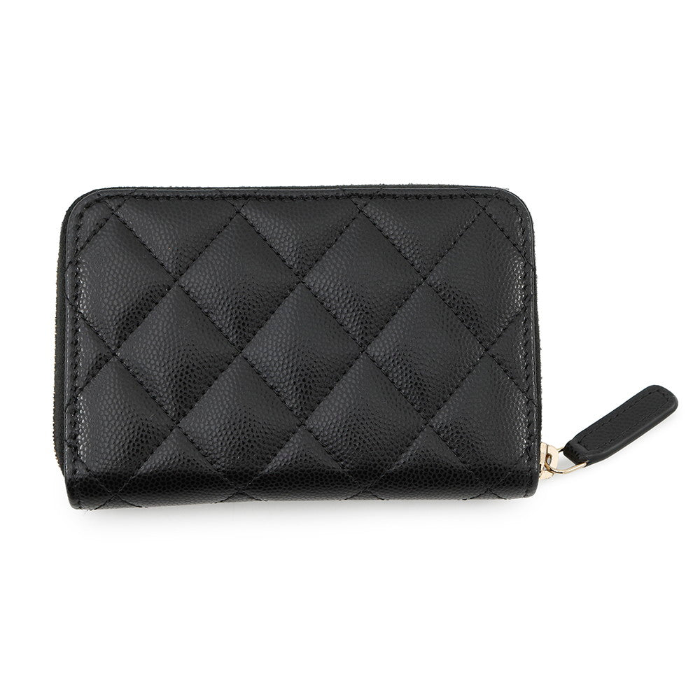 CHANEL Matelasse Classic Zip Coin Purse BlackAP4341 Caviar Leather/Rhinestone