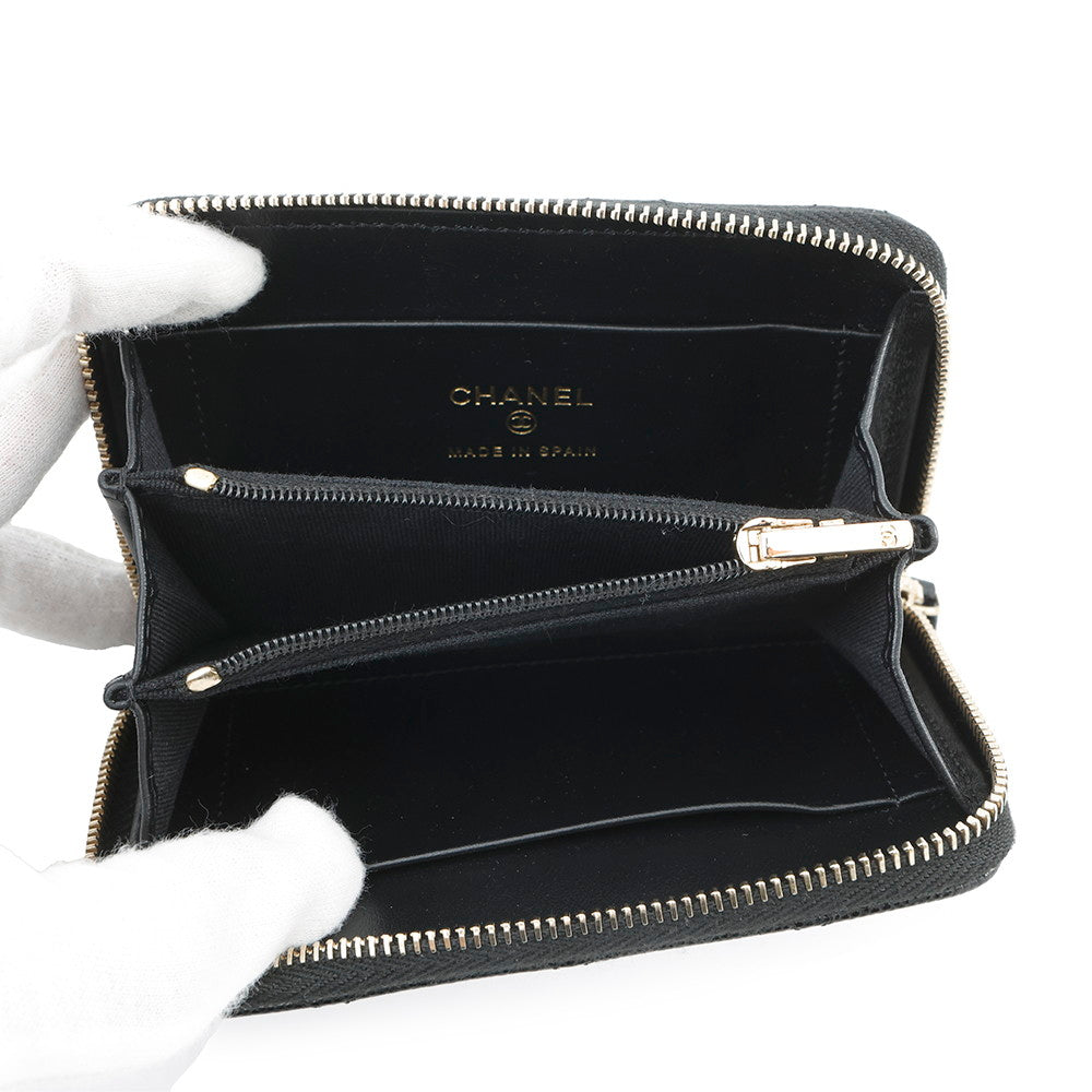 CHANEL Matelasse Classic Zip Coin Purse BlackAP4341 Caviar Leather/Rhinestone