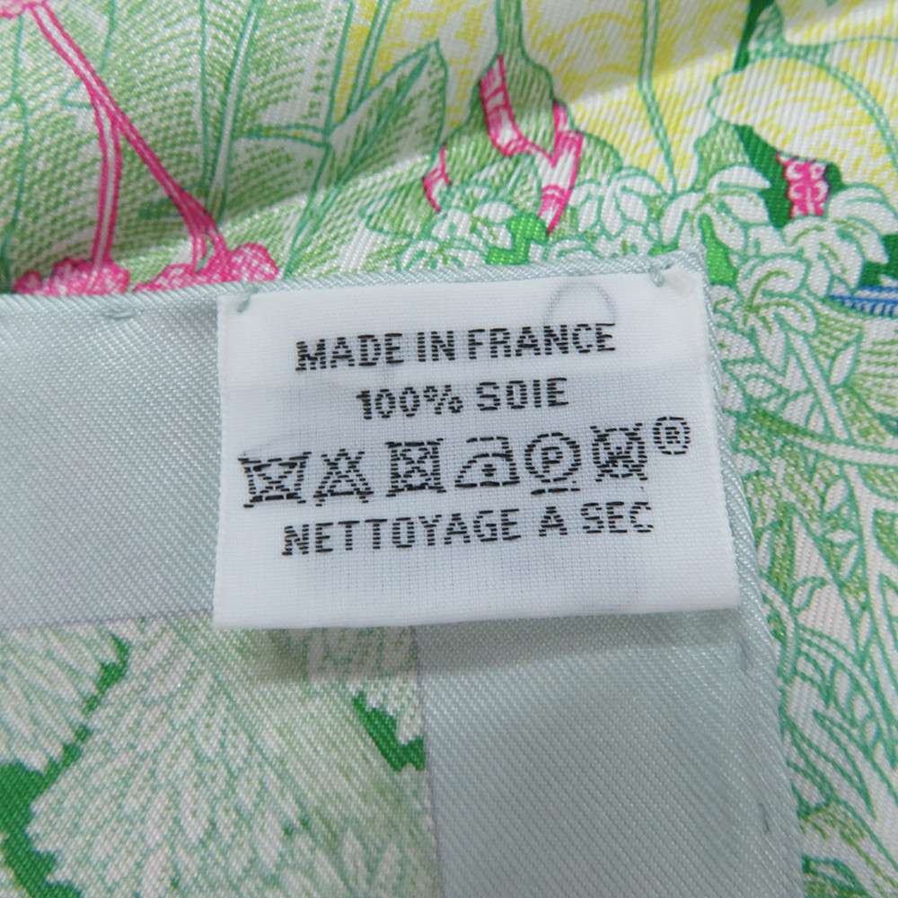 HERMES Carre Fauve Tropical Size 90 Blue/Vert/JauneSoufre Silk100%