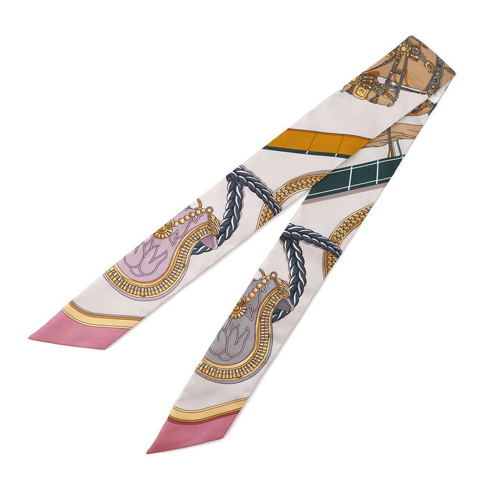 HERMES Twilly GRAND APPARAT Roseã»Narkle/Gold/Anthracite Silk100%