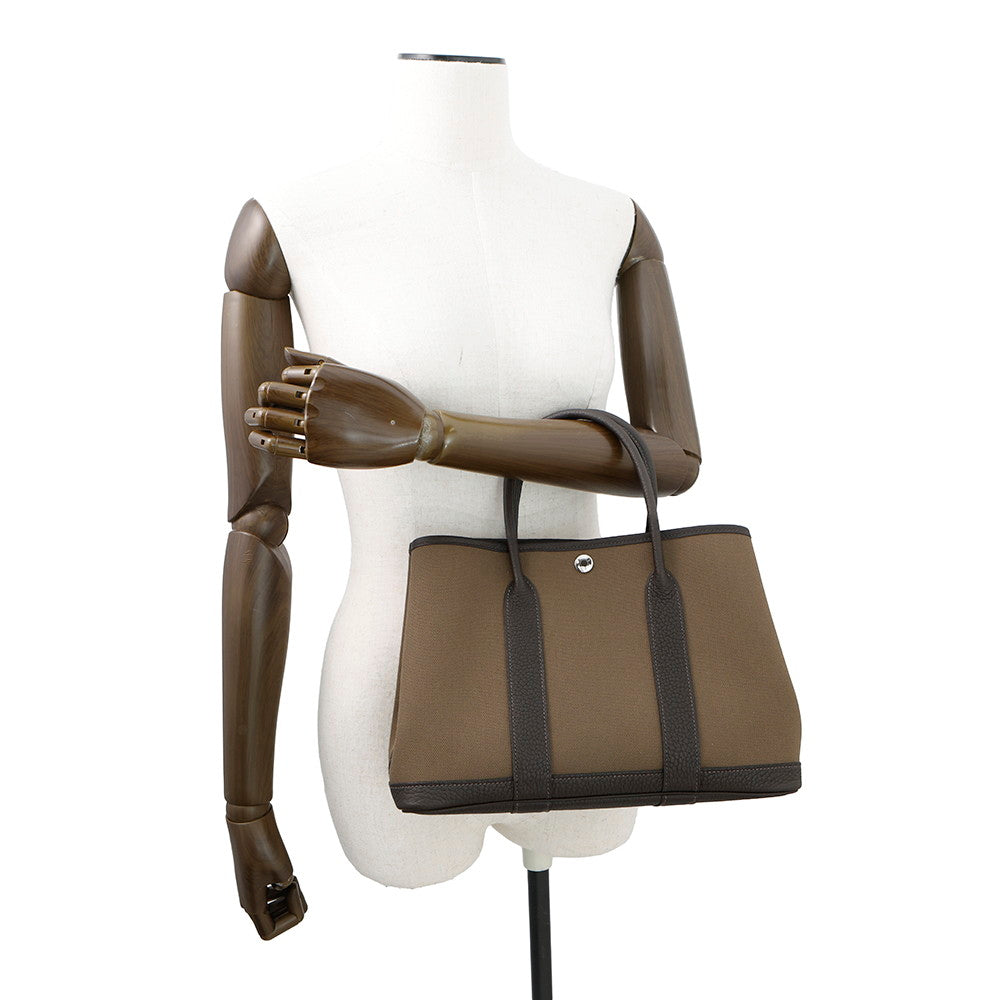 HERMES Garden Party Toundra/Ebene Toile Military Negonda Leather Size TPM