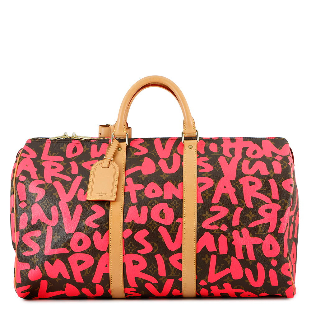 LOUIS VUITTON Keepall Fuchsia/BrownM93698 Monogramã»Graffiti Size 50