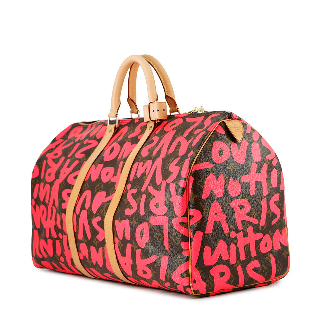 LOUIS VUITTON Keepall Fuchsia/BrownM93698 Monogramã»Graffiti Size 50