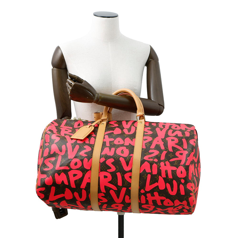 LOUIS VUITTON Keepall Fuchsia/BrownM93698 Monogramã»Graffiti Size 50