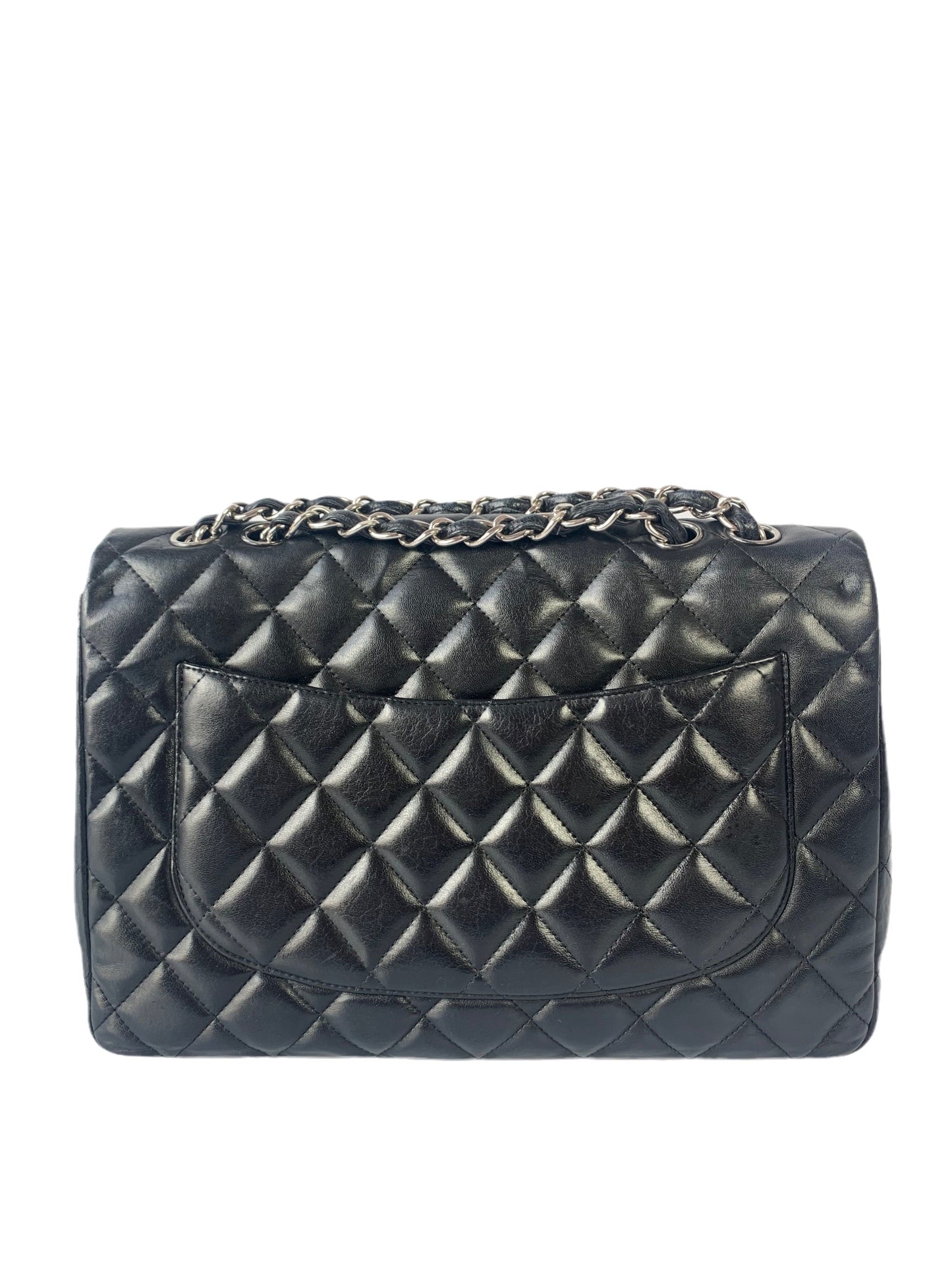 Chanel Classic Flap Jumbo Large Black Lambskin Leather with Silver hardware