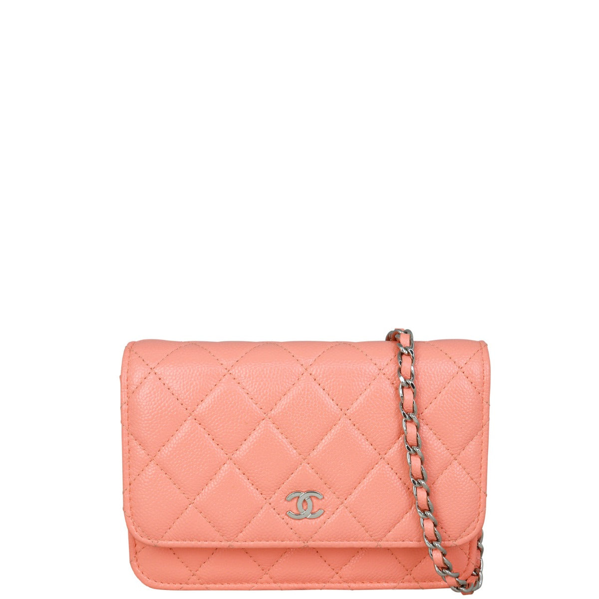 Chanel Mini Wallet on Chain | Bright Coral Pink