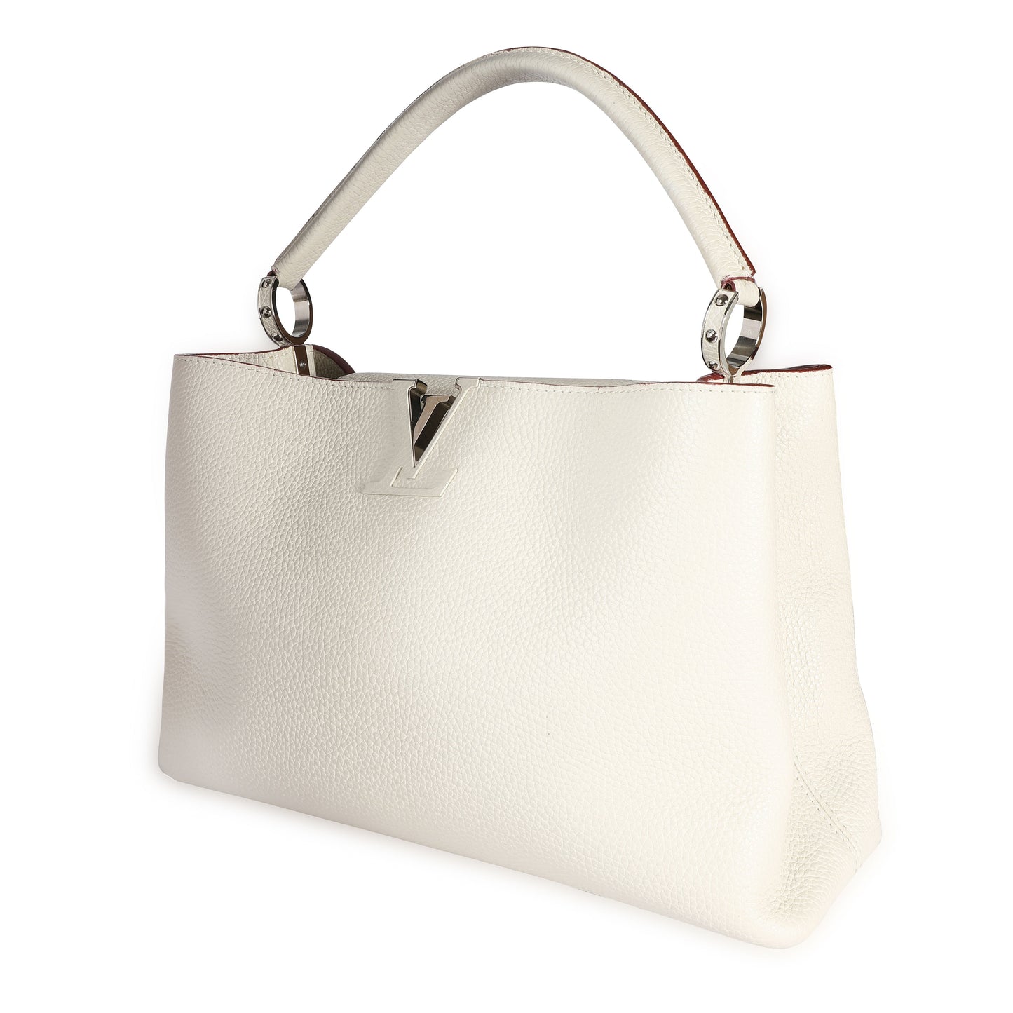 Louis Vuitton Louis Vuitton White Taurillon Leather Capucines MM