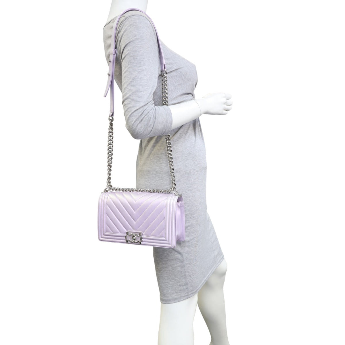 Chanel Boy Chevron Old Medium | Metallic