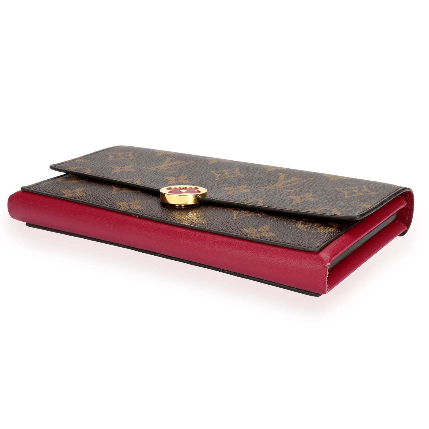 Louis Vuitton Louis Vuitton Monogram Canvas & Aurore Leather Flore Wallet