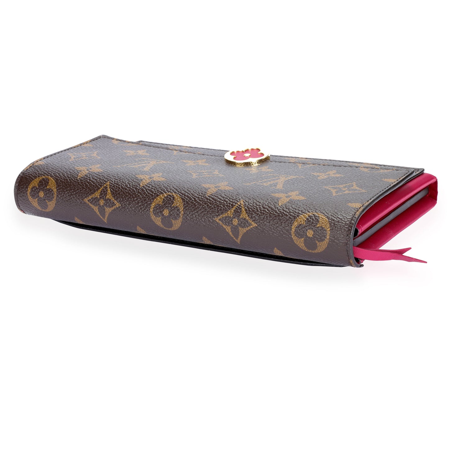 Louis Vuitton Louis Vuitton Monogram Canvas & Aurore Leather Flore Wallet