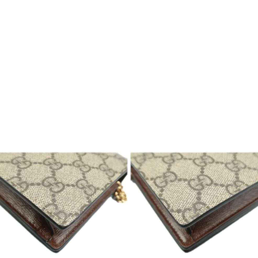 Gucci Heart Chain Wallet GG Supreme Monogram Canvas Crossbody Bag Beige  648948