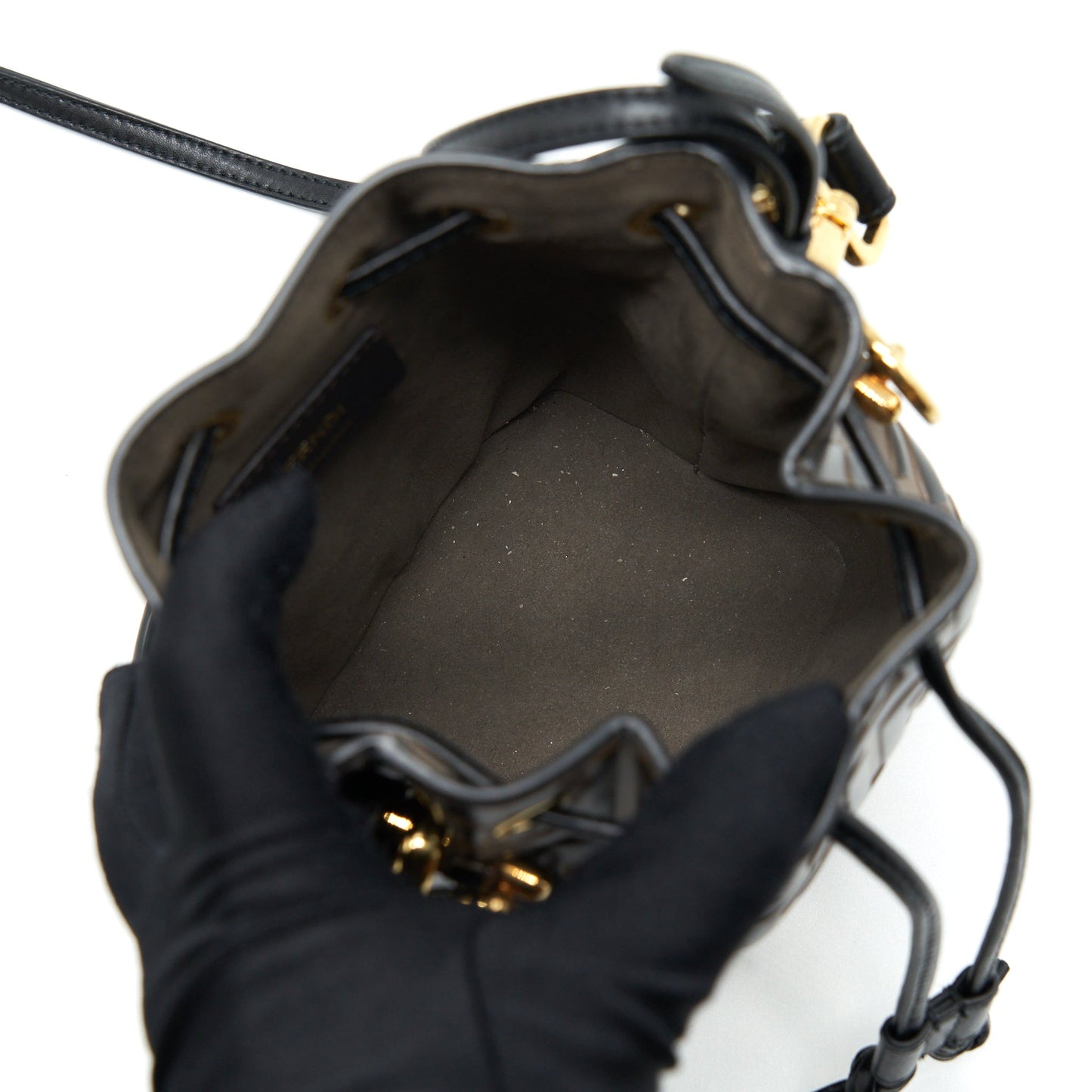 Fendi Mon Tresor Mini Bucket Purse Black/Brown