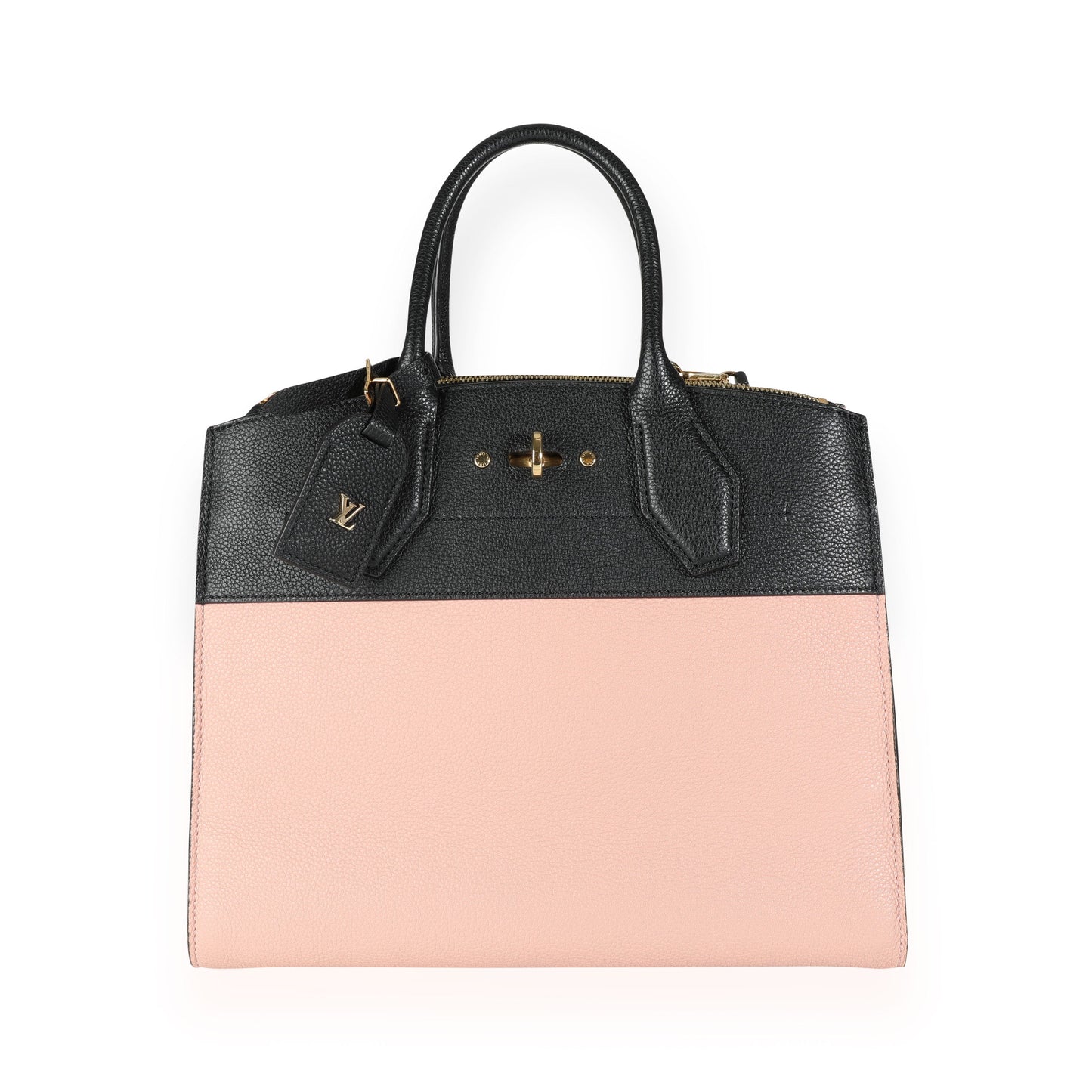 Louis Vuitton Louis Vuitton Black & Magnolia Grained Calfskin City Steamer MM