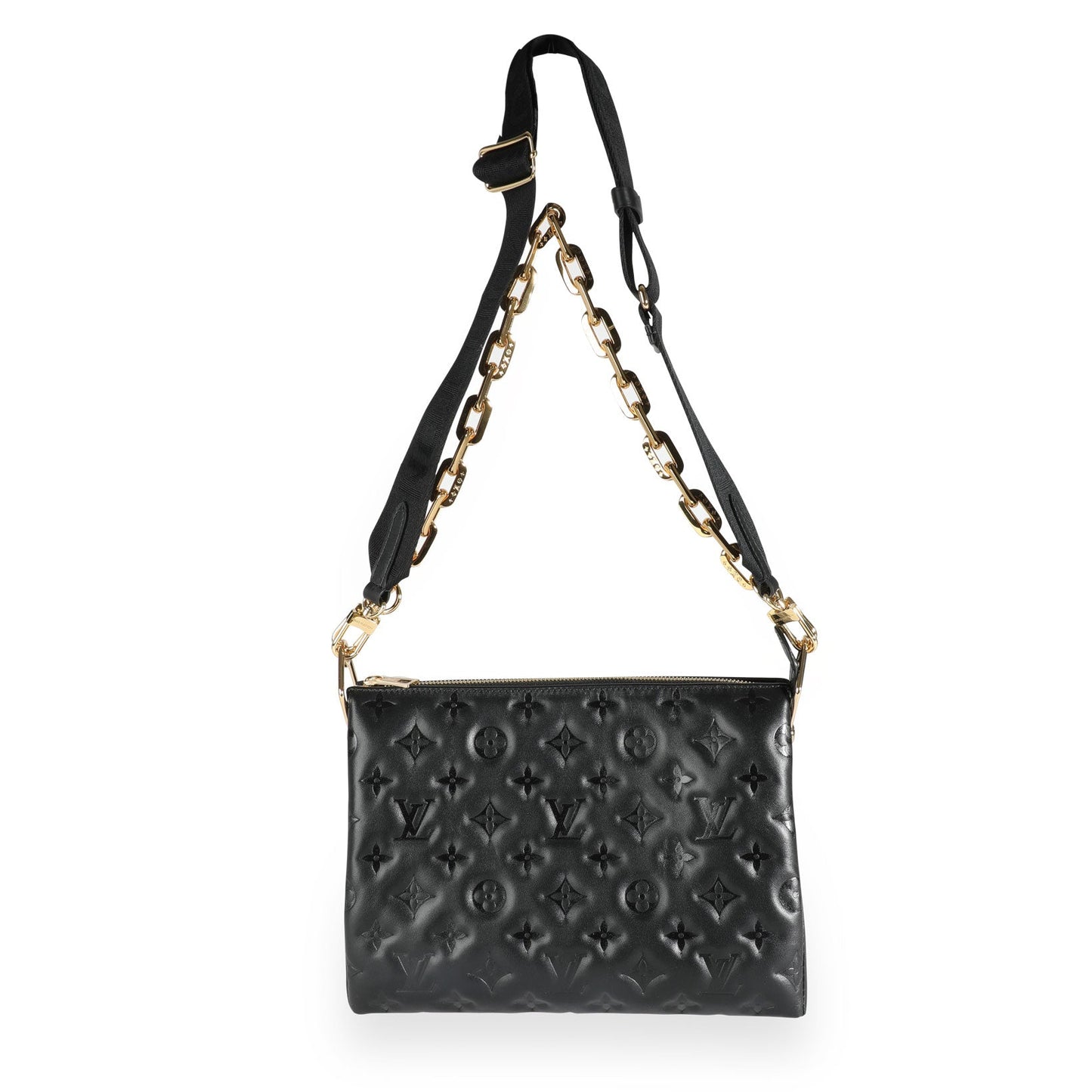 Louis Vuitton Louis Vuitton Black Monogram Embossed Lambskin Coussin PM