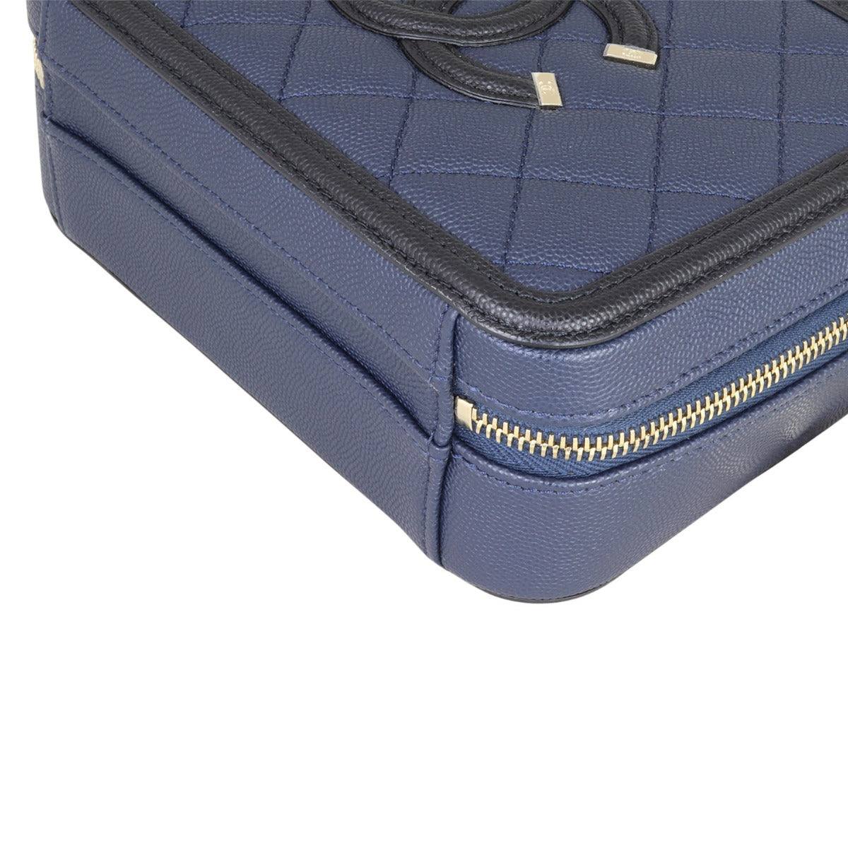 Chanel CC Filigree Vanity Case Small | Navy Blue