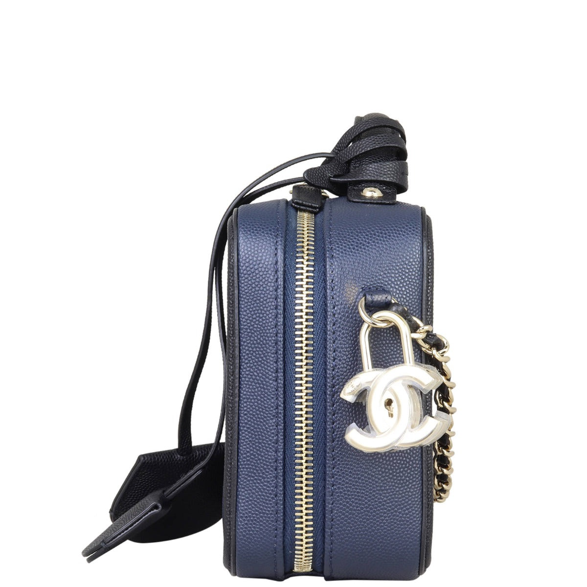 Chanel CC Filigree Vanity Case Small | Navy Blue