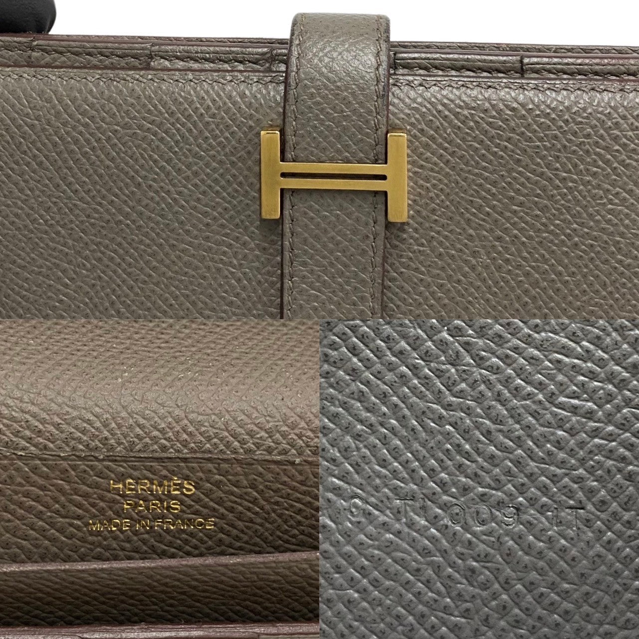 HERMES Long Wallet Purse Epsom gray Beansufla Women