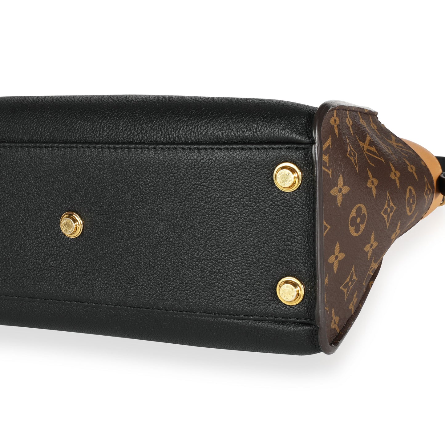 Louis Vuitton Louis Vuitton Black & Tan Calfskin And Monogram Canvas On My Side Tote MM