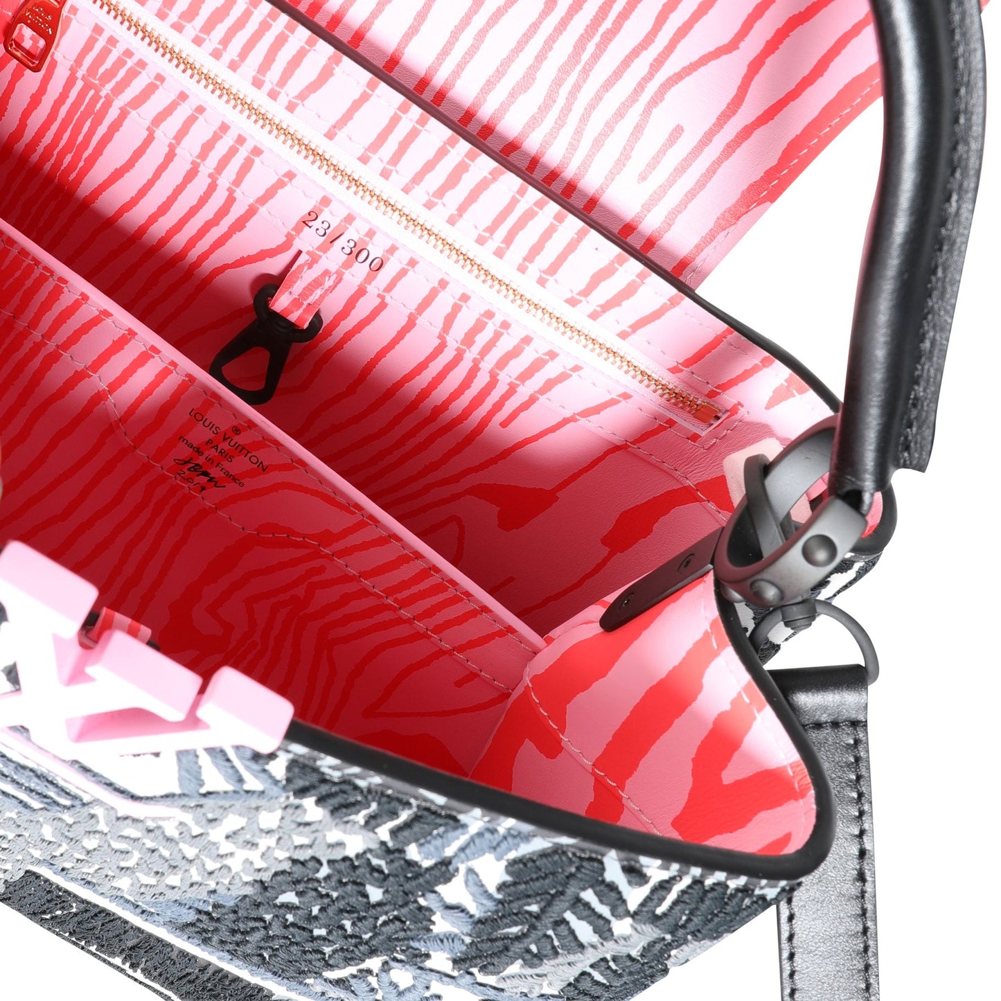 Louis Vuitton Louis Vuitton x Jonas Wood Embroidered White Calf Leather Capucines PM #23/300