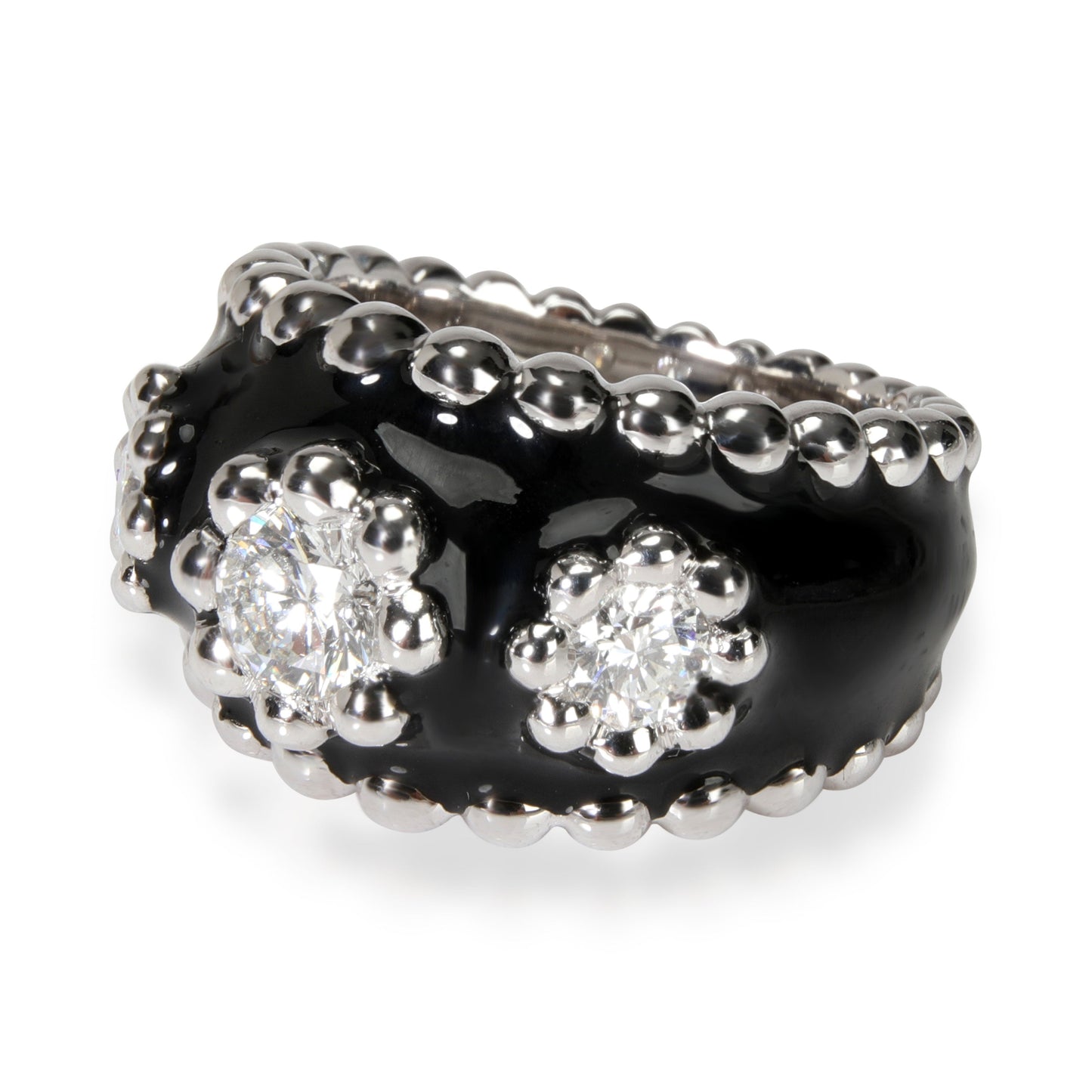 Chanel Vintage Chanel Diamond & Enamel Cocktail Ring in 18kt White Gold 0.9 CTW