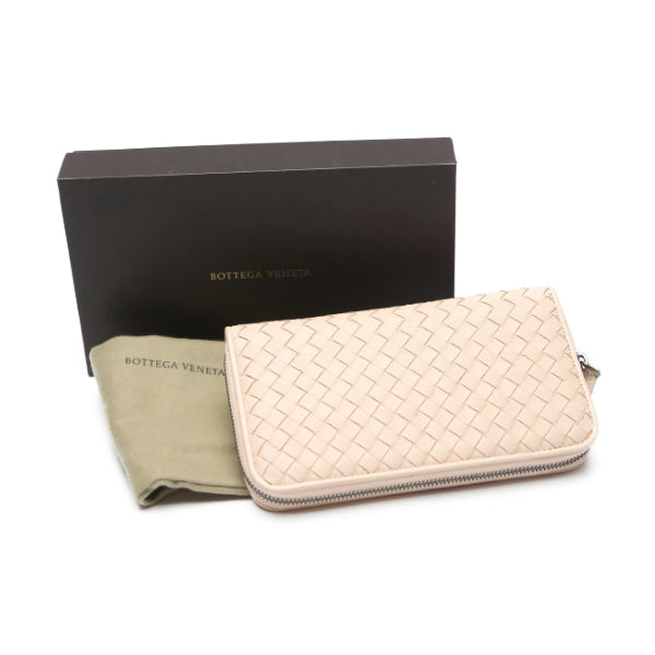 BOTTEGAVENETA Long Wallet Purse 114076v001n leather pink Zip Around INTRECCIATO Mesh Eleven Women