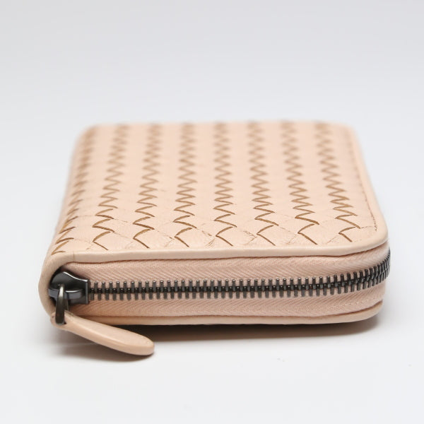 BOTTEGAVENETA Long Wallet Purse 114076v001n leather pink Zip Around INTRECCIATO Mesh Eleven Women