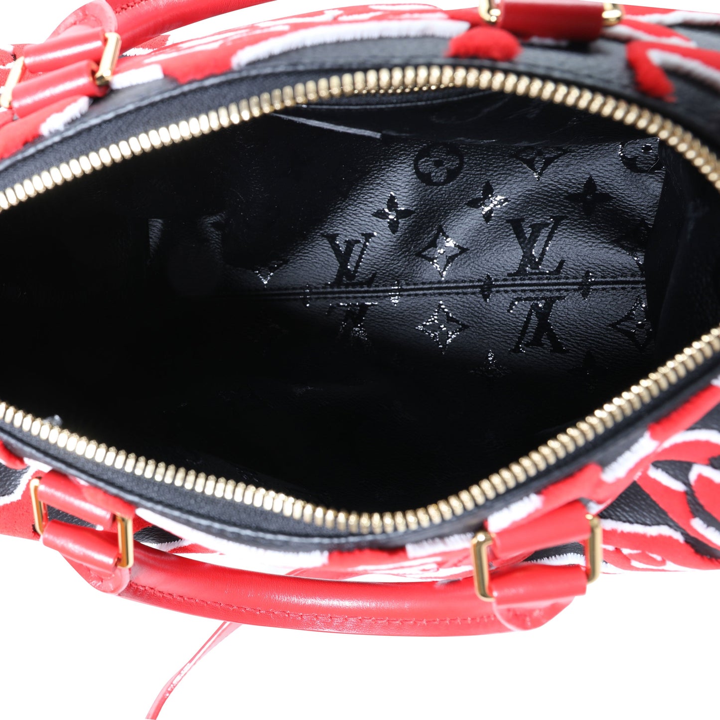 Louis Vuitton Louis Vuitton x Urs Fischer Limited Black & Red Tufted Monogram Canvas Speedy 25