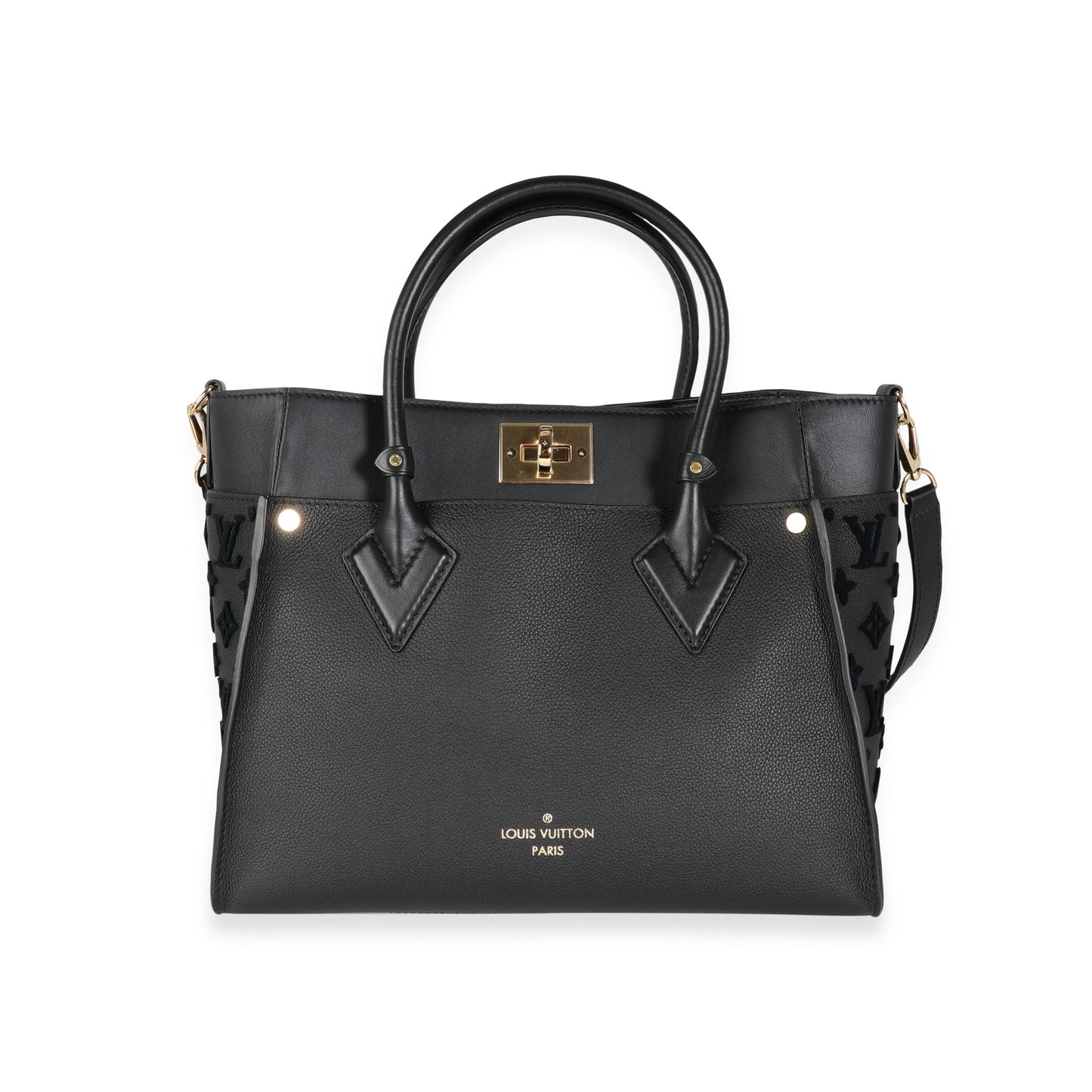 Louis Vuitton Louis Vuitton Black Leather and Tufted Monogram On My Side MM