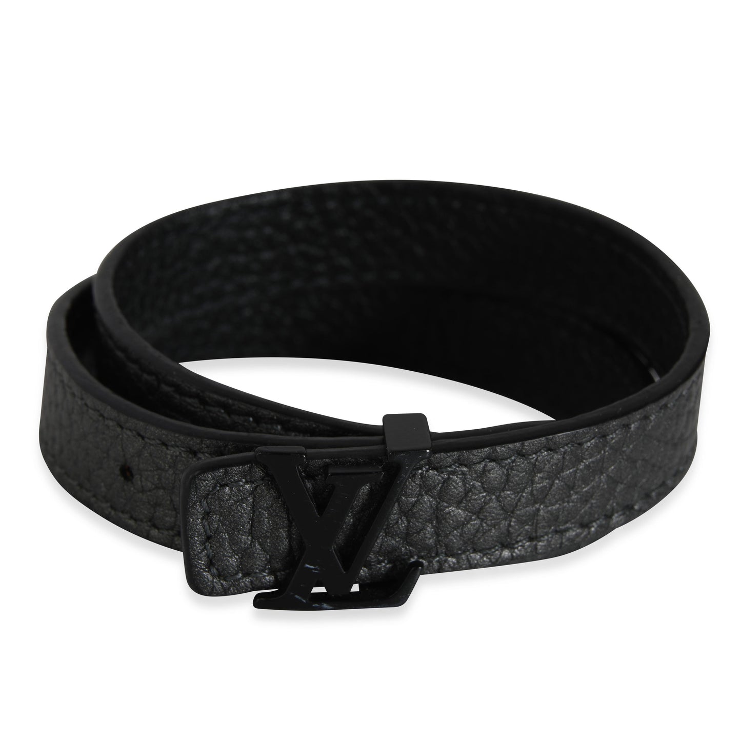 Louis Vuitton Louis Vuitton LV Initiales Black Leather Wrap Bracelet