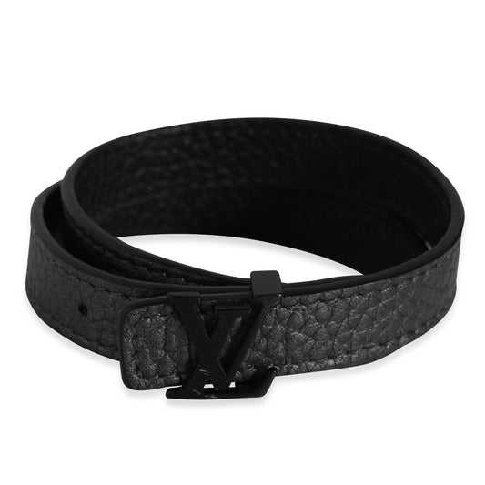 Louis Vuitton Louis Vuitton LV Initiales Black Leather Wrap Bracelet