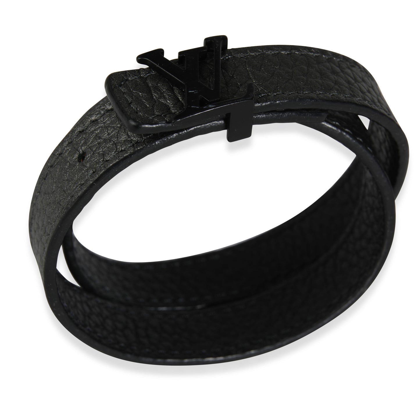 Louis Vuitton Louis Vuitton LV Initiales Black Leather Wrap Bracelet