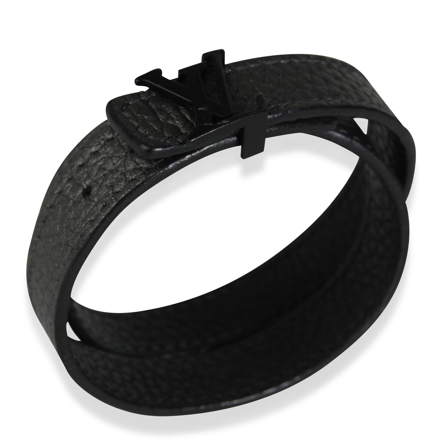 Louis Vuitton Louis Vuitton LV Initiales Black Leather Wrap Bracelet