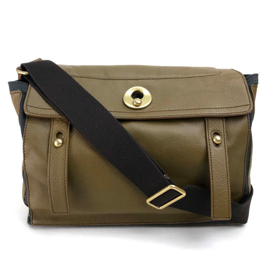 YVES SAINT LAURENT Shoulder Bag 265707 Canvas / leather Brown Muse toe Sling bag Women