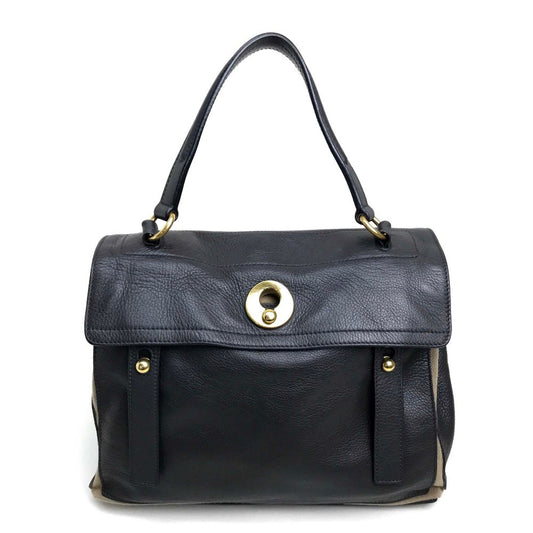 YVES SAINT LAURENT Handbag 229680 Canvas / leather dark gray x beige Muse toe one belt Women