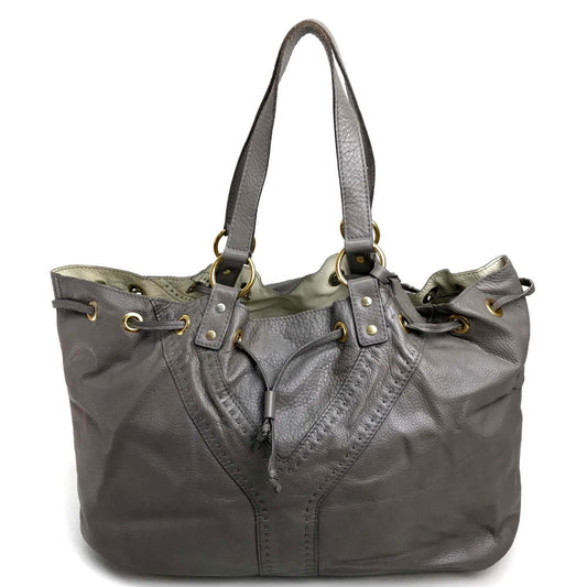 YVES SAINT LAURENT Tote Bag leather Charcoal gray type reversible sack double Women