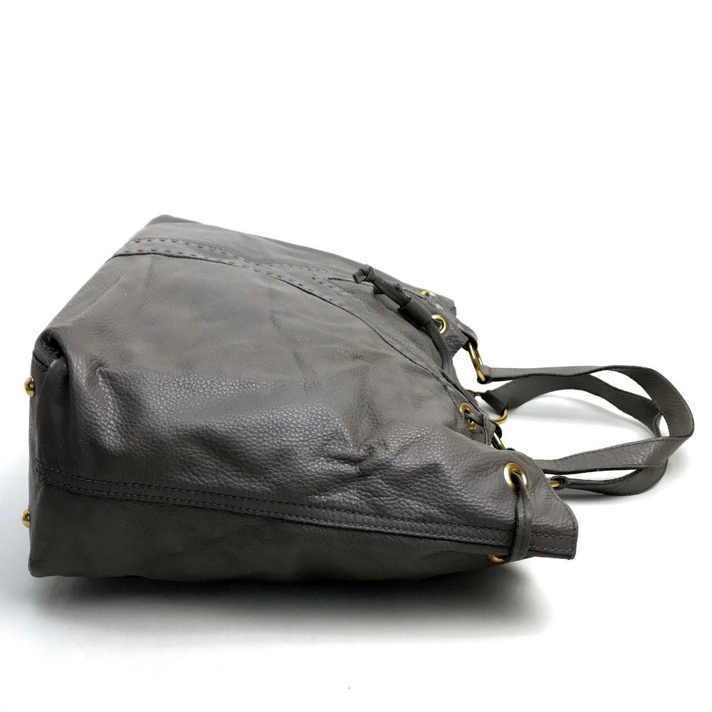 YVES SAINT LAURENT Tote Bag leather Charcoal gray type reversible sack double Women