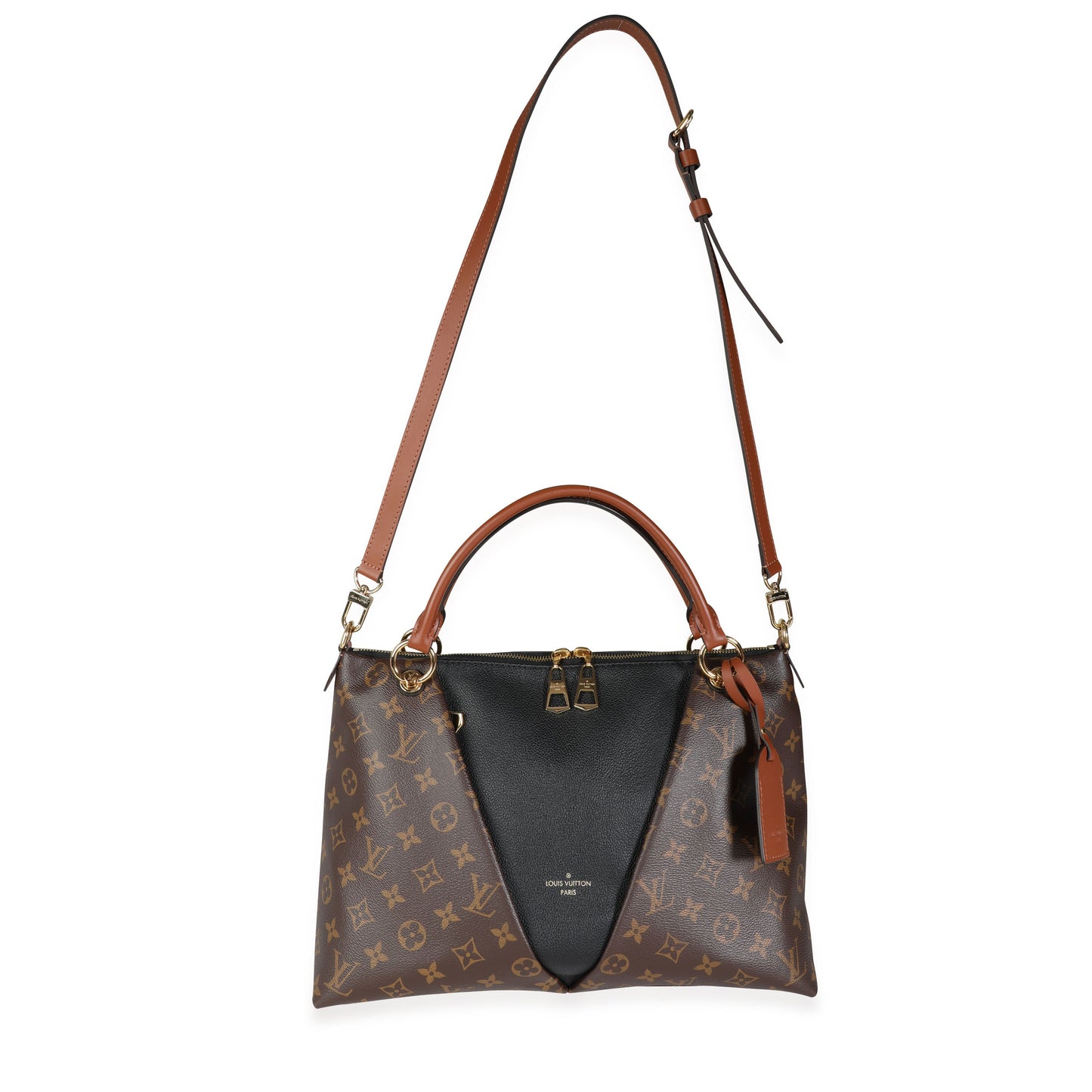 Louis Vuitton Louis Vuitton Monogram Canvas & Black Leather V Tote MM