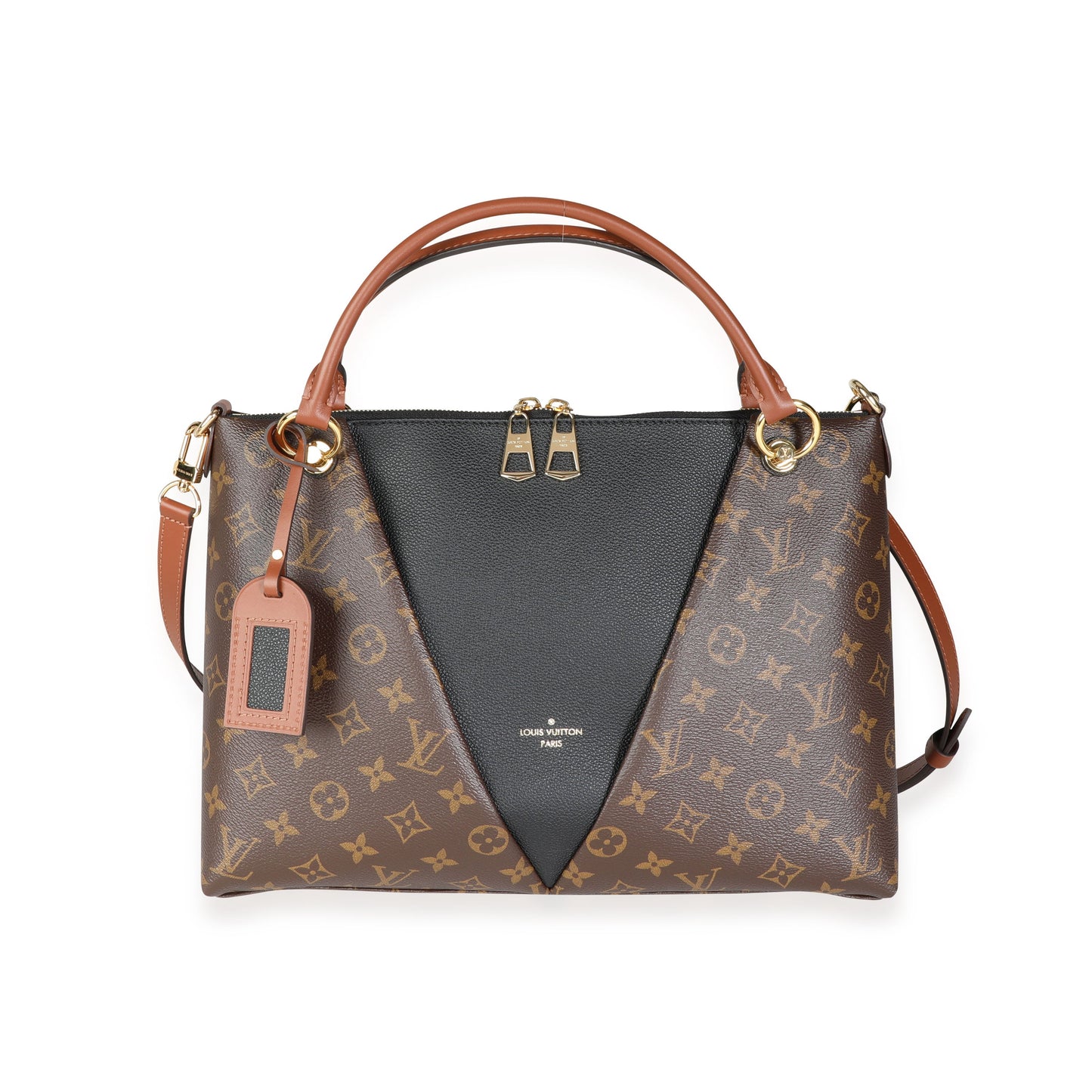 Louis Vuitton Louis Vuitton Monogram Canvas & Black Leather V Tote MM