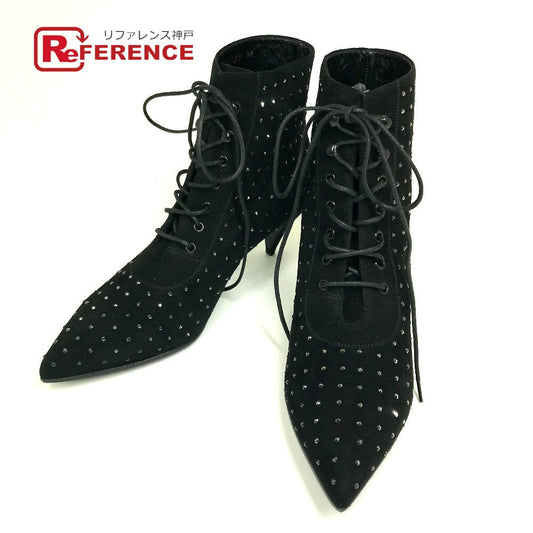 SAINT LAURENT PARIS boots 352375 Suede, Rhinestone black KID SCAMOSCIATO Women 36